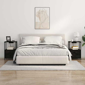 vidaXL Comò con stazione di ricarica con cassetto 2 pcs Rovere nero