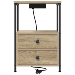 vidaXL Comò con stazione di ricarica con cassetto 2 pcs rovere sonoma