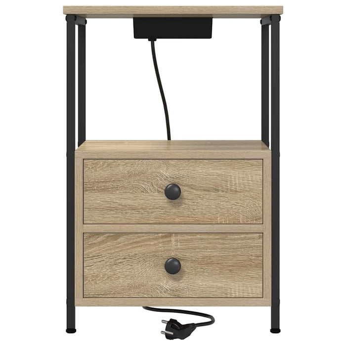 vidaXL Comò con stazione di ricarica con cassetto 2 pcs rovere sonoma