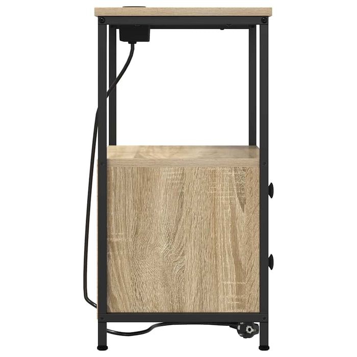 vidaXL Comò con stazione di ricarica con cassetto 2 pcs rovere sonoma