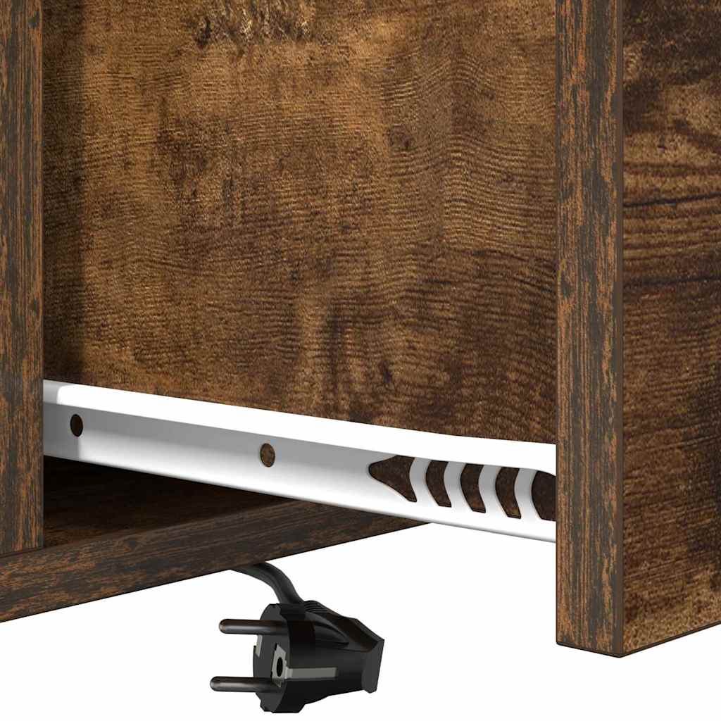 vidaXL Comò con stazione di ricarica Rovere fumo Legno multistrato