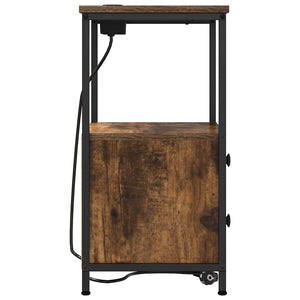 vidaXL Comò con stazione di ricarica Rovere fumo Legno multistrato