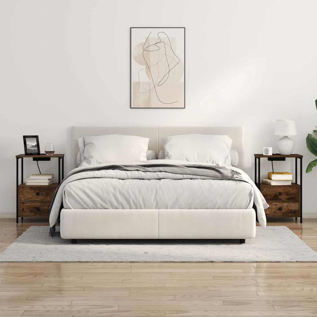 vidaXL Comò con stazione di ricarica con cassetto 2 pcs Rovere fumo