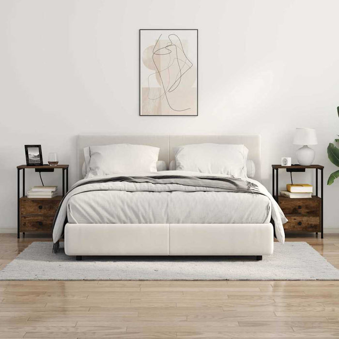 vidaXL Comò con stazione di ricarica con cassetto 2 pcs Rovere fumo