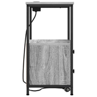 vidaXL Comò con stazione di ricarica con cassetto 2 pcs Grigio sonoma