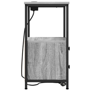 vidaXL Comò con stazione di ricarica con cassetto 2 pcs Grigio sonoma