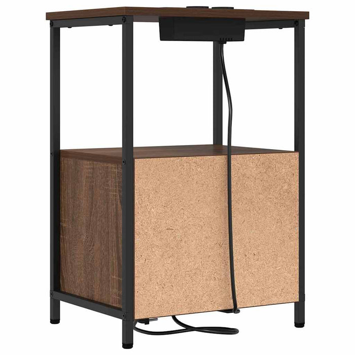 vidaXL Comò con stazione di ricarica con cassetto 2 pcs Rovere marrone