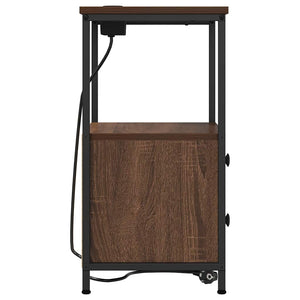 vidaXL Comò con stazione di ricarica con cassetto 2 pcs Rovere marrone