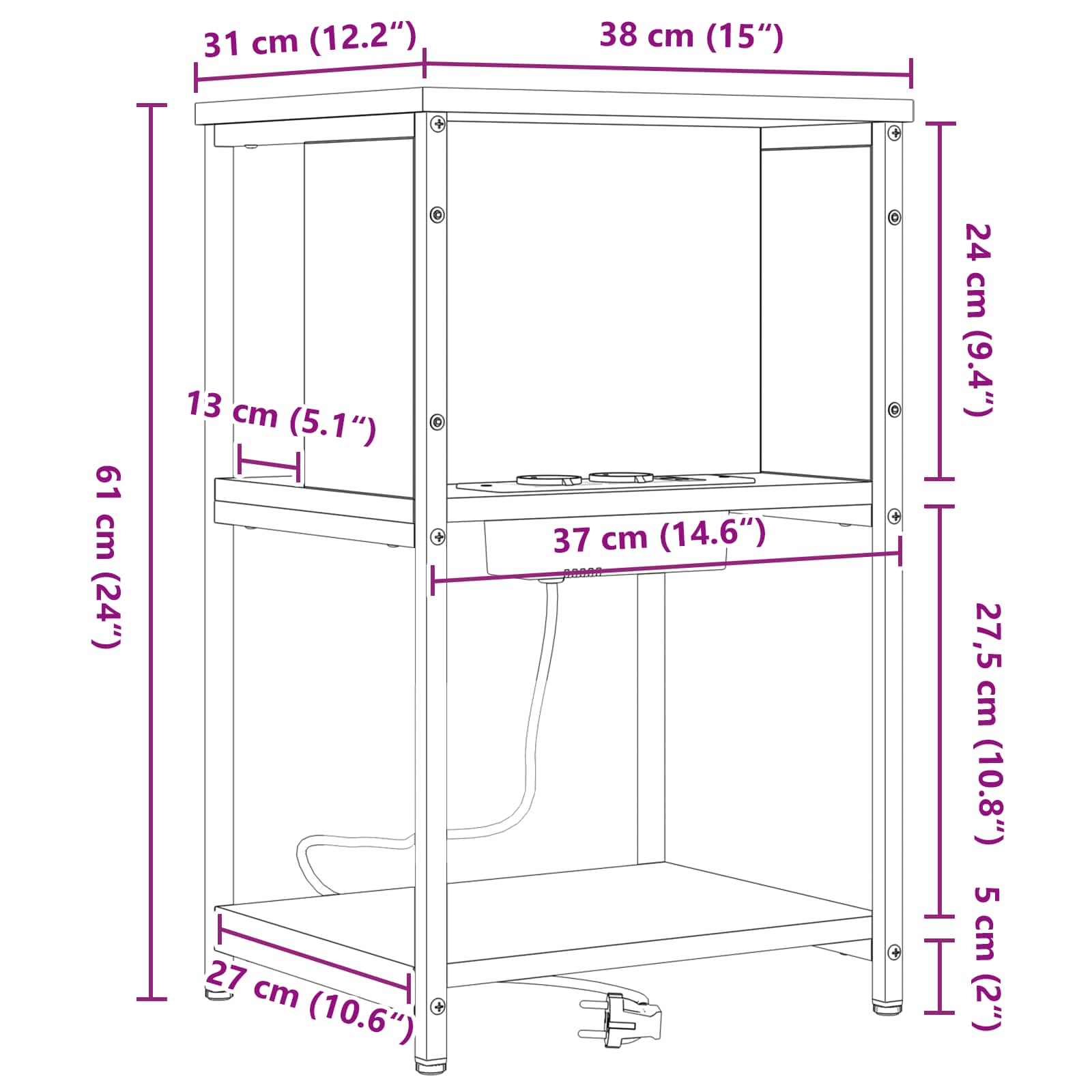 Armadio da Notte Rovere Sonoma 38 x 31 x 61 cm 859452