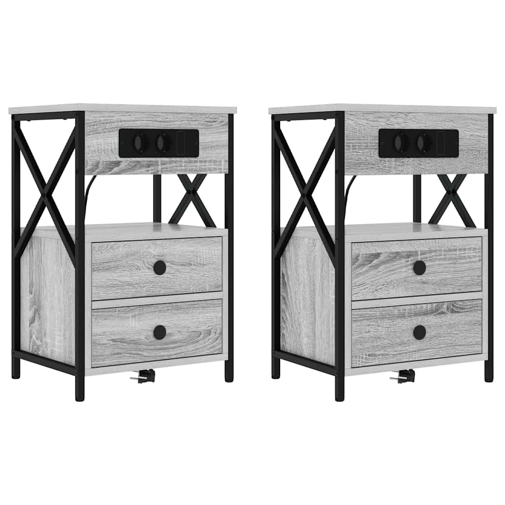 vidaXL Armadio da Notte 2 pcs Grigio sonoma 40 x 31 x 60 cm