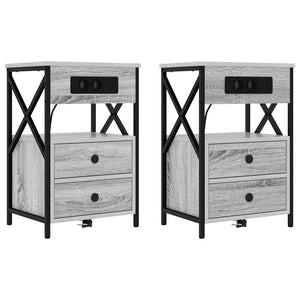 vidaXL Armadio da Notte 2 pcs Grigio sonoma 40 x 31 x 60 cm