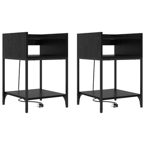 vidaXL Mobiletti da Notte 2 pcs Rovere nero 40 x 40 x 61 cm