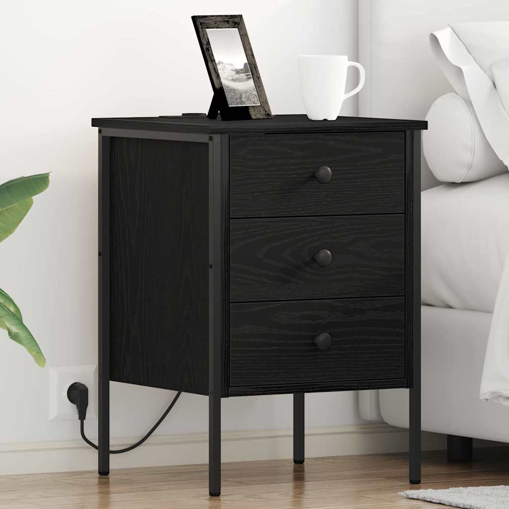 vidaXL Armadio da Notte Rovere nero 42 x 41 x 61 cm Legno multistrato