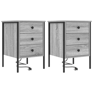 vidaXL Mobiletti da Notte 2 pcs Grigio sonoma 42 x 41 x 61 cm