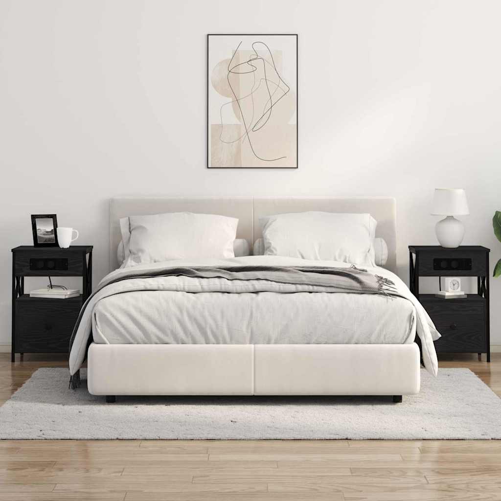 vidaXL Armadio da Notte con cassetto 2 pcs Rovere nero 40 x 31 x 60 cm