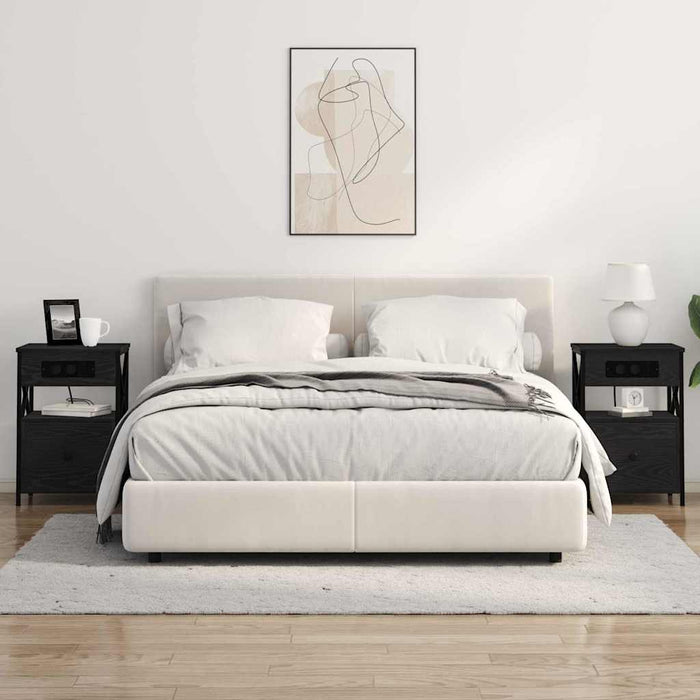 vidaXL Armadio da Notte con cassetto 2 pcs Rovere nero 40 x 31 x 60 cm