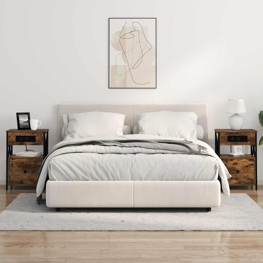 vidaXL Armadio da Notte con cassetto 2 pcs Rovere fumo 40 x 31 x 60 cm