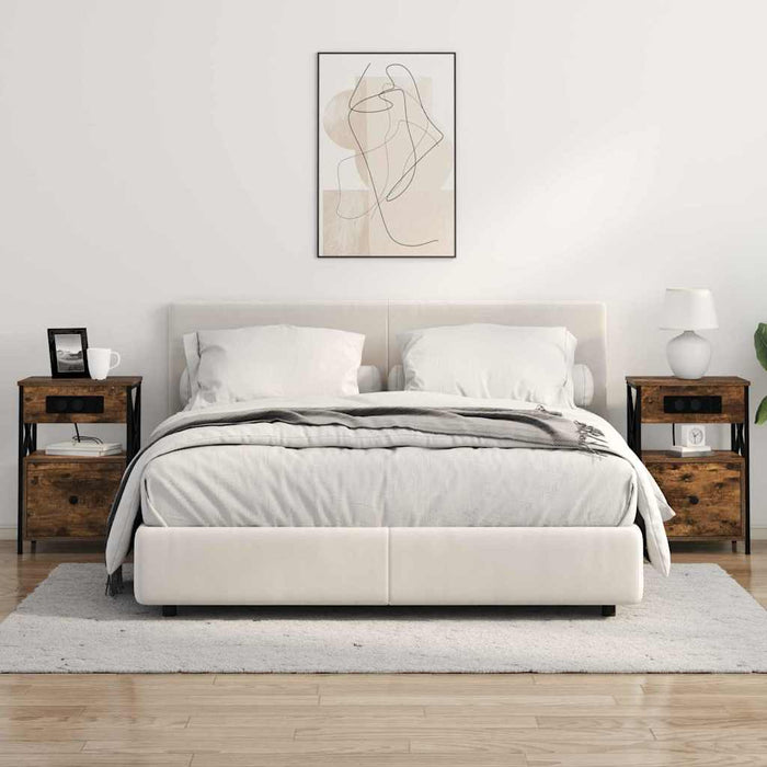 vidaXL Armadio da Notte con cassetto 2 pcs Rovere fumo 40 x 31 x 60 cm