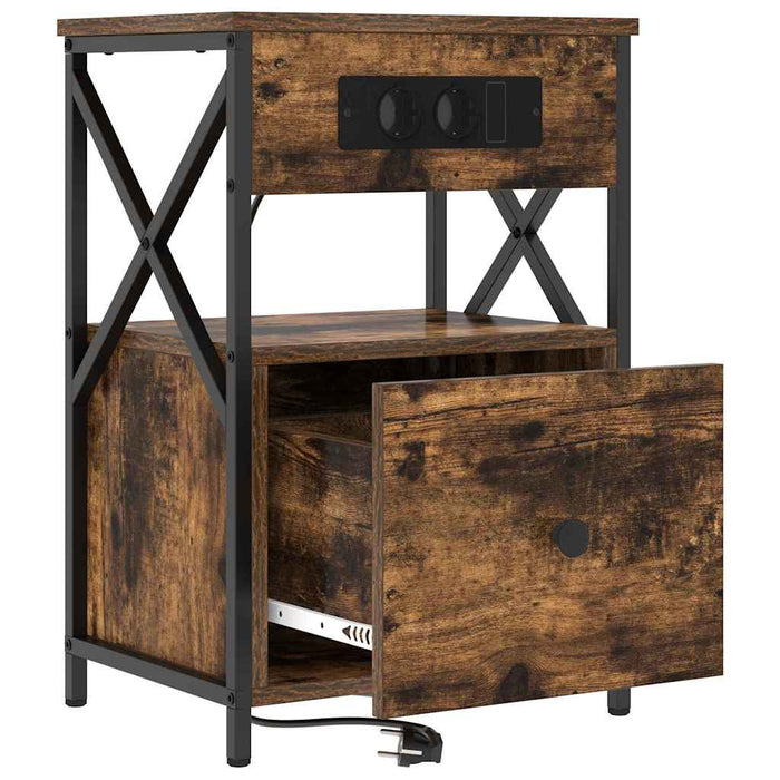 vidaXL Armadio da Notte con cassetto 2 pcs Rovere fumo 40 x 31 x 60 cm