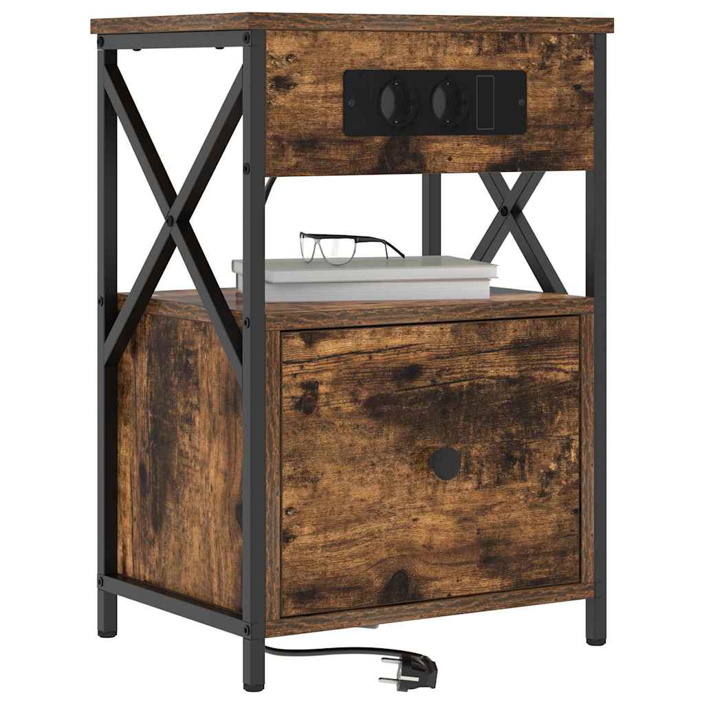 vidaXL Armadio da Notte con cassetto 2 pcs Rovere fumo 40 x 31 x 60 cm