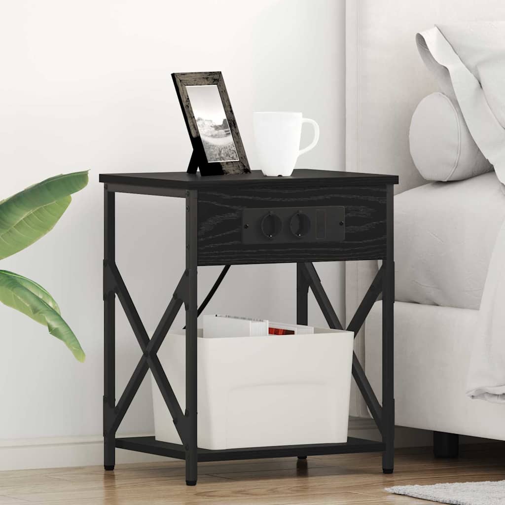 vidaXL Armadio da Notte con cassetto 2 pcs Rovere nero 41 x 31 x 51 cm