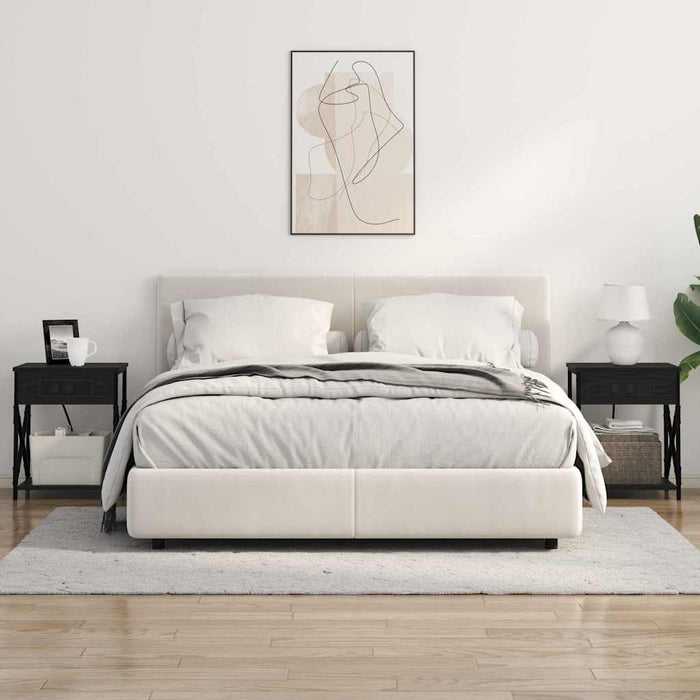 vidaXL Armadio da Notte con cassetto 2 pcs Rovere nero 41 x 31 x 51 cm