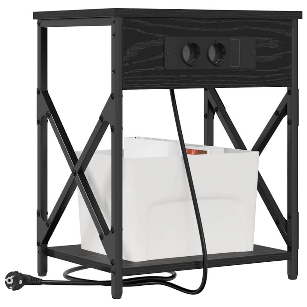 vidaXL Armadio da Notte con cassetto 2 pcs Rovere nero 41 x 31 x 51 cm