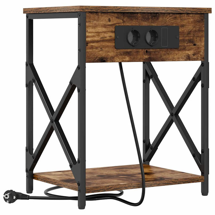 vidaXL Armadio da Notte con cassetto 2 pcs Rovere fumo 41 x 31 x 51 cm