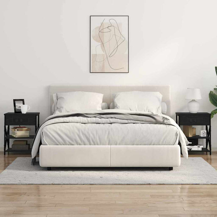 vidaXL Comò con stazione di ricarica con lo scaffale 2 pcs Rovere nero