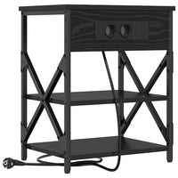 vidaXL Comò con stazione di ricarica con lo scaffale 2 pcs Rovere nero