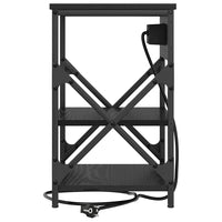 vidaXL Comò con stazione di ricarica con lo scaffale 2 pcs Rovere nero