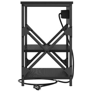 vidaXL Comò con stazione di ricarica con lo scaffale 2 pcs Rovere nero