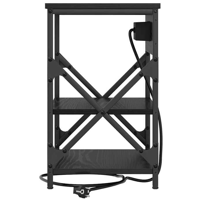 vidaXL Comò con stazione di ricarica con lo scaffale 2 pcs Rovere nero