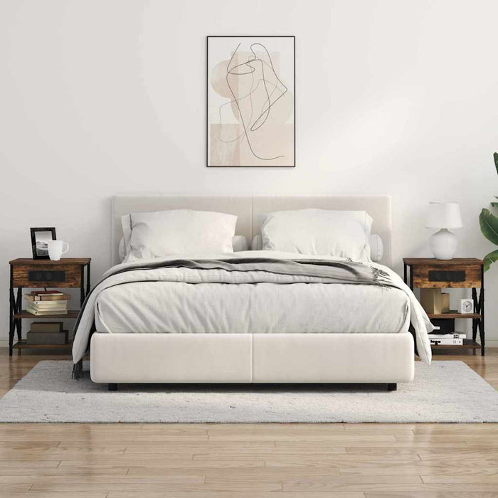 Comò con stazione di ricarica con lo scaffale 2 pcs Rovere fumo 859520