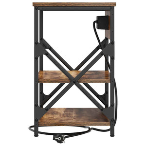 Comò con stazione di ricarica con lo scaffale 2 pcs Rovere fumo 859520