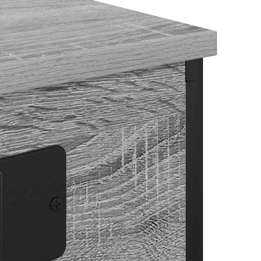 vidaXL Comò con stazione di ricarica Grigio sonoma Legno multistrato