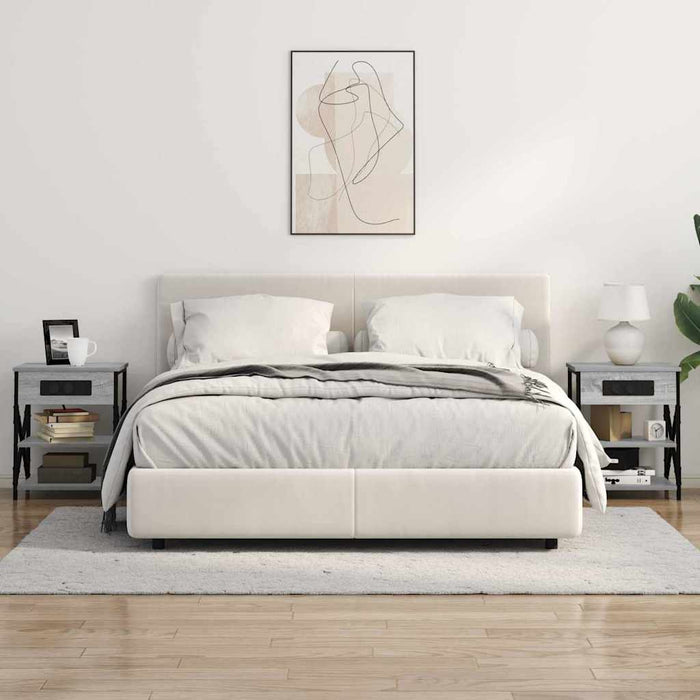 Comò con stazione di ricarica Grigio sonoma Legno multistrato 859521