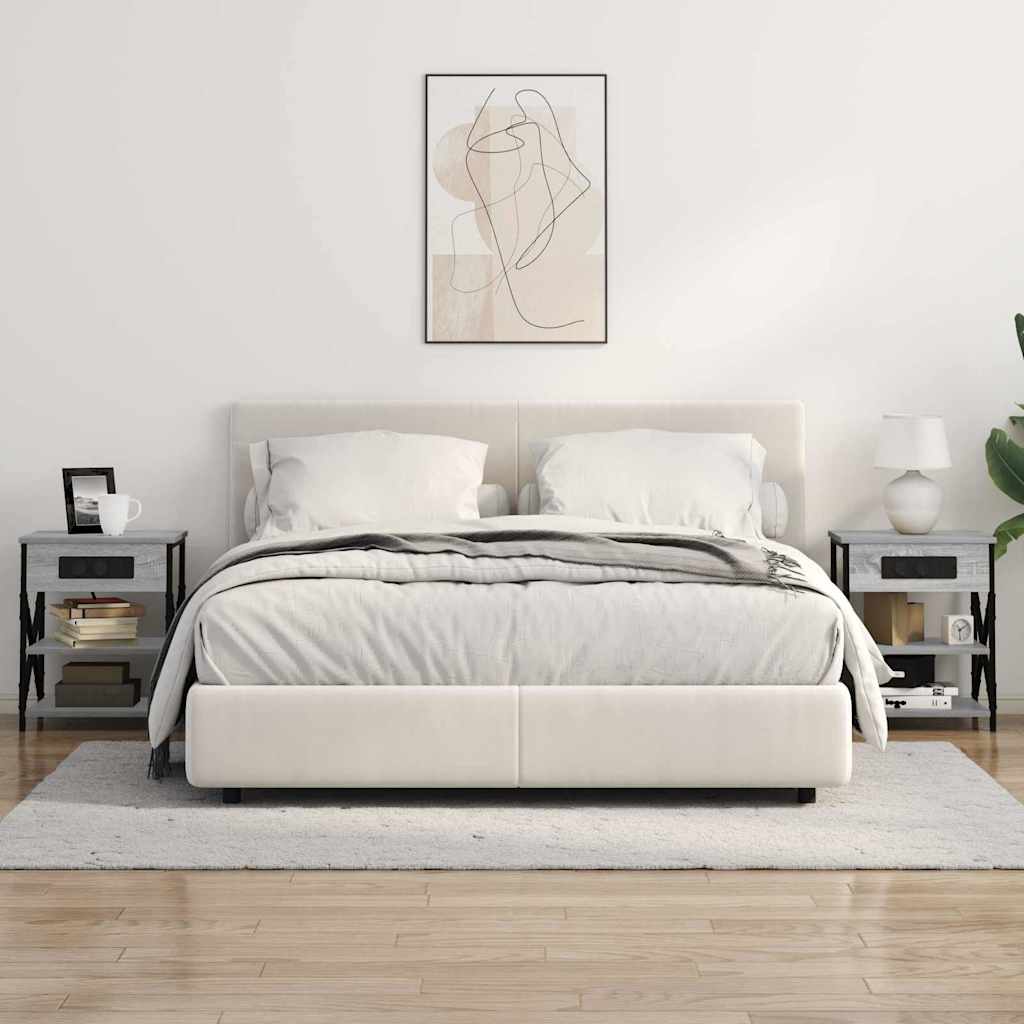 vidaXL Comò con stazione di ricarica 2 pcs Grigio sonoma