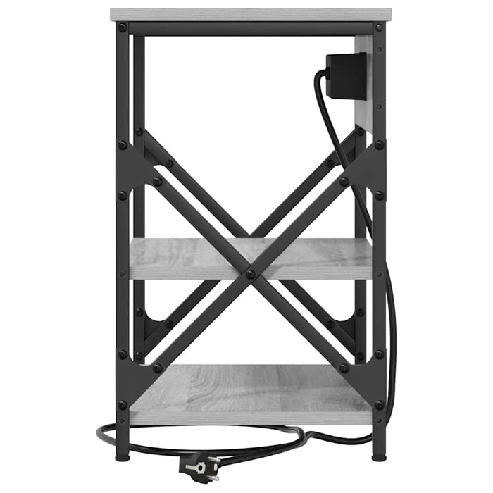 vidaXL Comò con stazione di ricarica 2 pcs Grigio sonoma