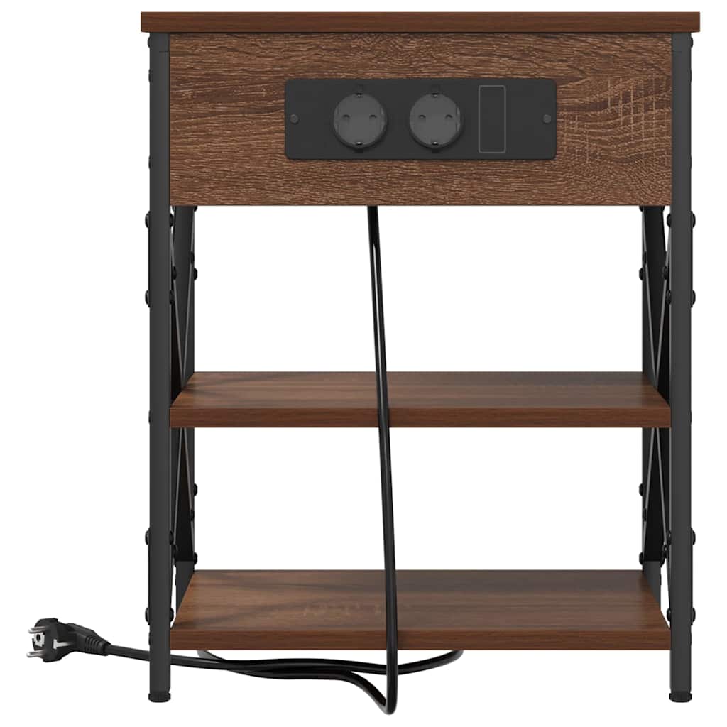 Comò con stazione di ricarica Rovere marrone Legno multistrato 859523