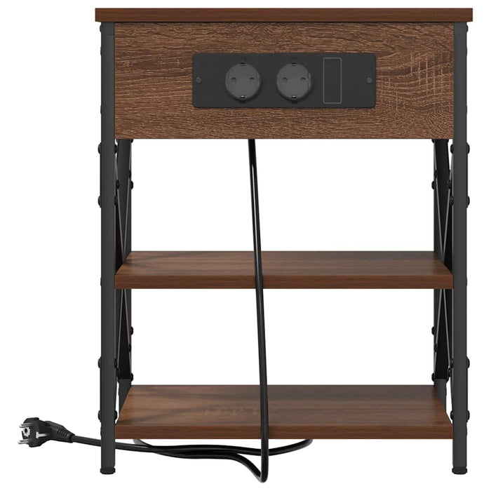 Comò con stazione di ricarica Rovere marrone Legno multistrato 859523