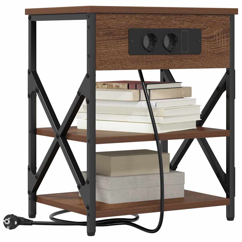 Comò con stazione di ricarica Rovere marrone Legno multistrato 859523