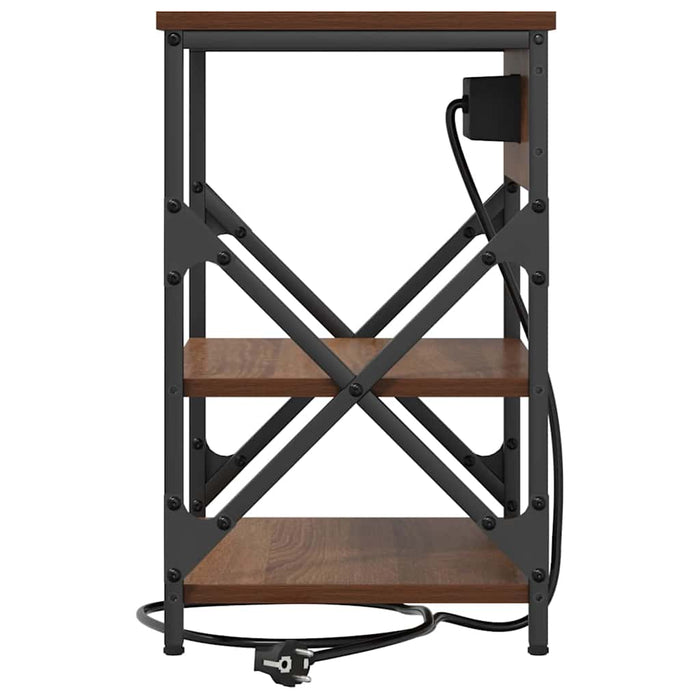 Comò con stazione di ricarica Rovere marrone Legno multistrato 859523