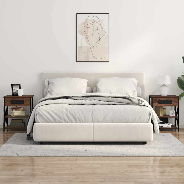 vidaXL Comò con stazione di ricarica 2 pcs Rovere marrone