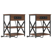 Comò con stazione di ricarica 2 pcs Rovere marrone 859524