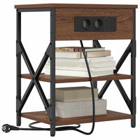 Comò con stazione di ricarica 2 pcs Rovere marrone 859524