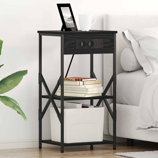 vidaXL Mobiletti da Notte 2 pcs Rovere nero 41 x 31 x 76 cm