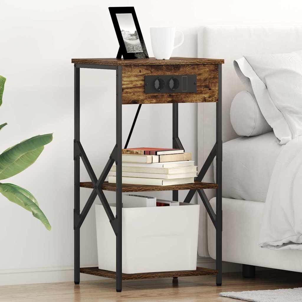 vidaXL Mobiletti da Notte 2 pcs Rovere fumo 41 x 31 x 76 cm