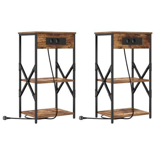 vidaXL Mobiletti da Notte 2 pcs Rovere fumo 41 x 31 x 76 cm