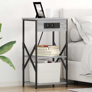 Armadio da Notte con lo scaffale Grigio sonoma 41 x 31 x 76 cm 859531